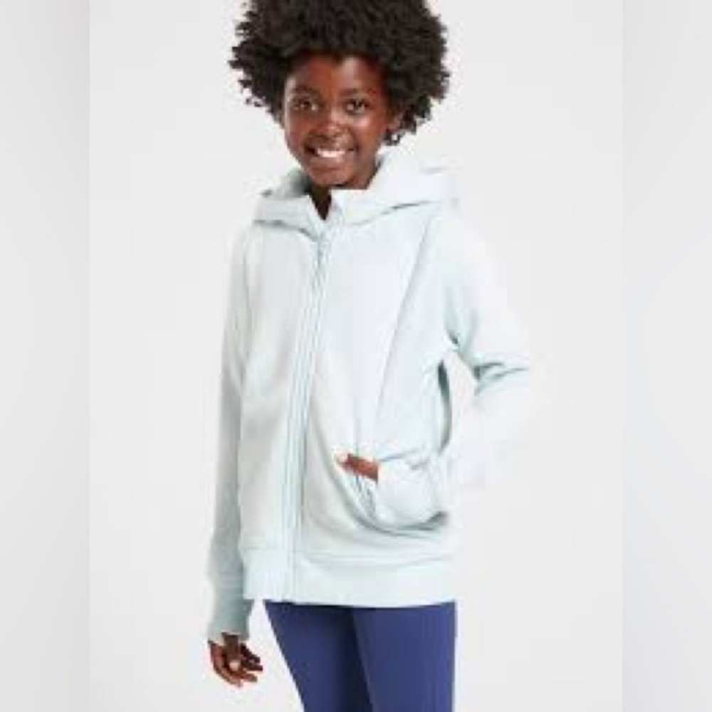 Athleta Girl crazy cozy full zip jacket in powder blue size large / 12